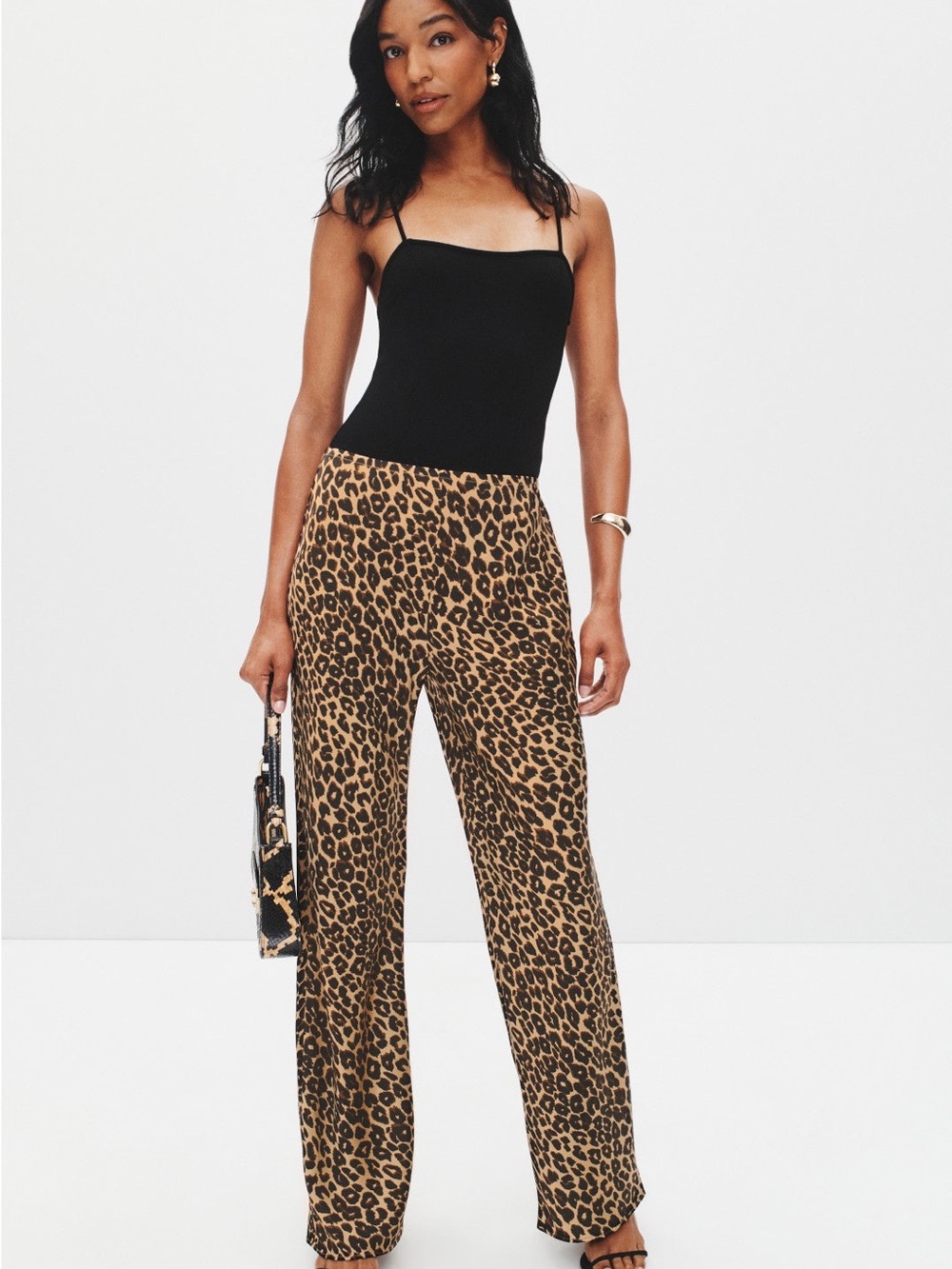 Reformation Leopard Print Wide-Leg Pants - Tan & Black